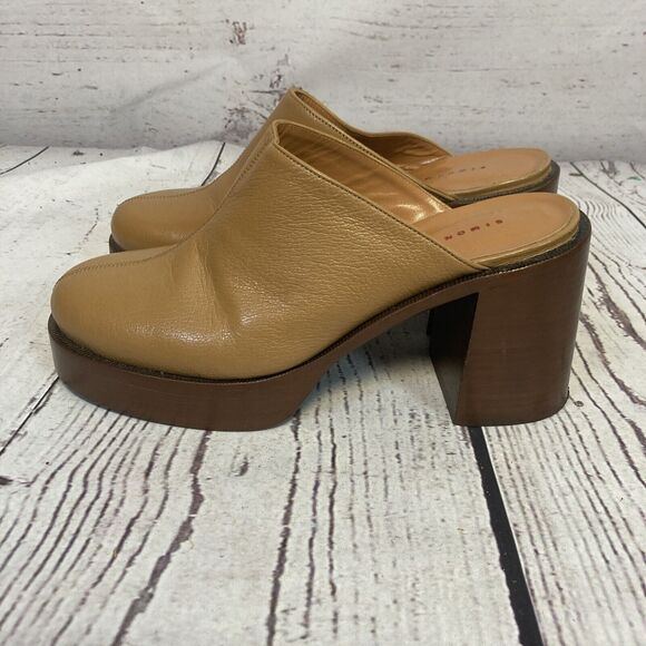 SIMON MILLER Shoes Womens 41EU 11US Low Raid Textured Leather Platform Mules - Picture 4 of 10
